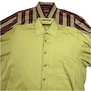(2) Tommy Bahama Shirts Island Soft Mens M Striped Button Up Long‎ Sleeve Cotton